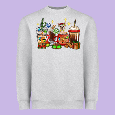 Christmas Coffee Cups With Chihuahua Heavyweight Sweatshirt Designed By Ranaportraitstore