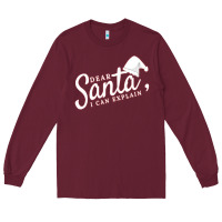Burgundy Dear Santa I Can Explain Long Sleeve Tee - artisFamous