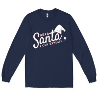Navy Dear Santa I Can Explain Long Sleeve Tee - artisFamous