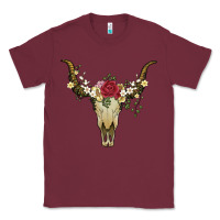 Bull Skull With Rose And Flowers Classic Tee | Teevron
