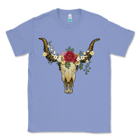 Colony Blue bull skull with rose and flowers Classic Tee - Artiststas