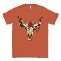 Copper bull skull with rose and flowers Classic Tee - Artiststas