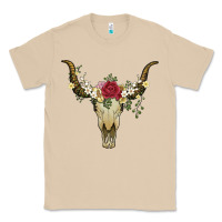 Mushroom bull skull with rose and flowers Classic Tee - Artiststas
