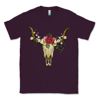 Plum bull skull with rose and flowers Classic Tee - Artiststas