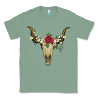 Sage bull skull with rose and flowers Classic Tee - Artiststas