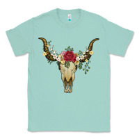 Seafoam bull skull with rose and flowers Classic Tee - Artiststas