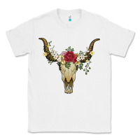 White bull skull with rose and flowers Classic Tee - Artiststas