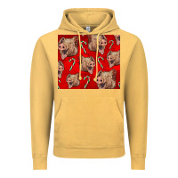Vintage Mustard Yorkshire Pig And Candy Cane Vintage Hoodie - LillyAllenDesigns