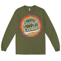 Army Green george carlin   retro rainbow faded style Long Sleeve Tee - artisFamous