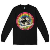 Black george carlin   retro rainbow faded style Long Sleeve Tee - artisFamous