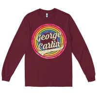 Burgundy george carlin   retro rainbow faded style Long Sleeve Tee - artisFamous