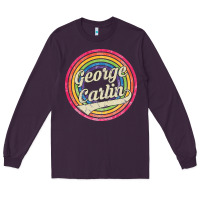 Plum george carlin   retro rainbow faded style Long Sleeve Tee - artisFamous