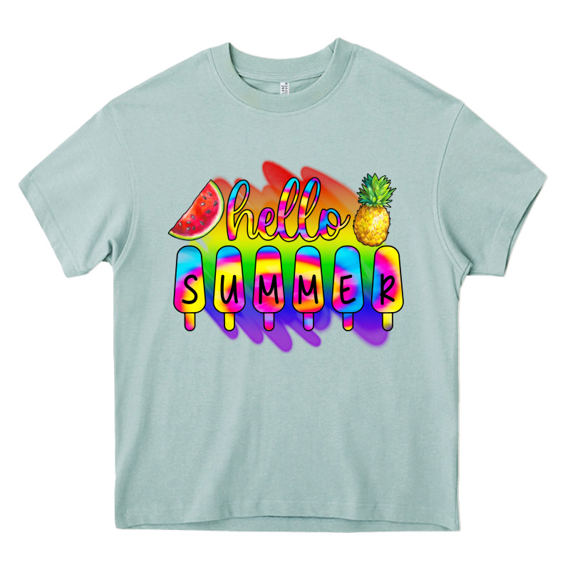 Hello Summer Tie Dye Heavy Core Tee by CowCowDesign | Teevron