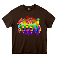 Chocolate Brown Hello Summer Tie Dye Heavy Core Tee - CowCowDesign