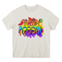 Cream Hello Summer Tie Dye Heavy Core Tee - CowCowDesign