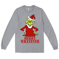 Heather Grey Merry Whatever Grinch Long Sleeve Tee - artisFamous