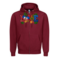 Burgundy love haitian republic Zipper Hoodie - RanaPortraitStore