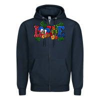 Navy love haitian republic Zipper Hoodie - RanaPortraitStore