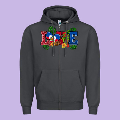Love Haitian Republic Zipper Hoodie Designed By Ranaportraitstore