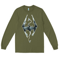 Army Green skyrim Long Sleeve Tee - artisFamous