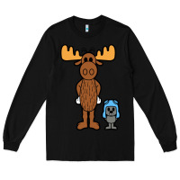 Black rocky and bullwinkle Long Sleeve Tee - artisFamous