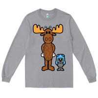 Heather Grey rocky and bullwinkle Long Sleeve Tee - artisFamous