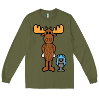 Army Green rocky and bullwinkle Long Sleeve Tee - artisFamous