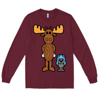 Burgundy rocky and bullwinkle Long Sleeve Tee - artisFamous