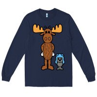 Navy rocky and bullwinkle Long Sleeve Tee - artisFamous