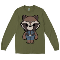 Army Green rocket racoon chibi Long Sleeve Tee - artisFamous