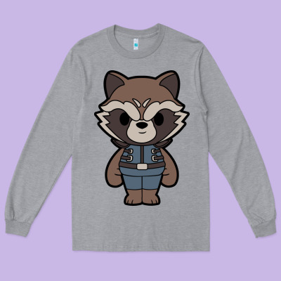 Rocket Racoon Chibi Long Sleeve Tee Designed By Artisfamous