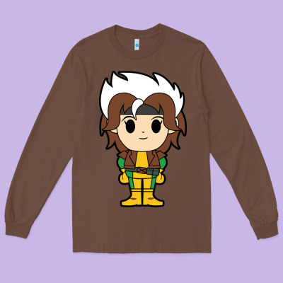 Rogue X Men Chibi Long Sleeve Tee Designed By Artisfamous