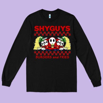 Shy Guys Burger And Fries Long Sleeve Tee Designed By Artisfamous