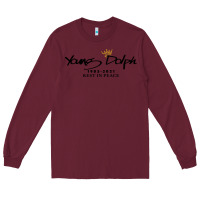 Burgundy Rest in Peace Young Dolph Long Sleeve Tee - artisFamous