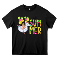 Black Hello Summer Unicorn Heavy Core Tee - CowCowDesign