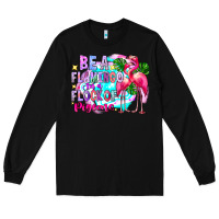Black bea flamingo in a flock of pigeons Long Sleeve Tee - CowhideDigitalArt
