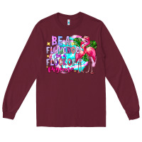 Burgundy bea flamingo in a flock of pigeons Long Sleeve Tee - CowhideDigitalArt