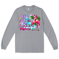 Heather Grey bea flamingo in a flock of pigeons Long Sleeve Tee - CowhideDigitalArt