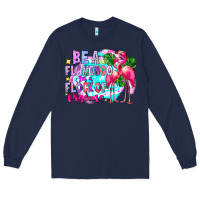 Navy bea flamingo in a flock of pigeons Long Sleeve Tee - CowhideDigitalArt