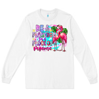 White bea flamingo in a flock of pigeons Long Sleeve Tee - CowhideDigitalArt