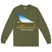 Army Green Best Pigeons Playing Ping Pong Music Long Sleeve Tee - artisFamous