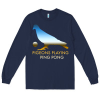 Navy Best Pigeons Playing Ping Pong Music Long Sleeve Tee - artisFamous