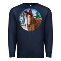 Navy Horse Christmas Premium Sweatshirt - RanaPortraitStore