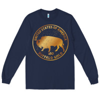 Navy Buffalo Gold Native American - Bison Long Sleeve Tee - artisFamous