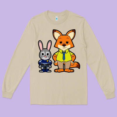 Zootopia Duo Chibi Long Sleeve Tee Designed By Artisfamous