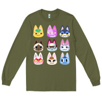 Army Green animal crossing cute cats animal crossing new horizons Long Sleeve Tee - artisFamous