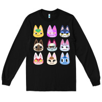 Black animal crossing cute cats animal crossing new horizons Long Sleeve Tee - artisFamous