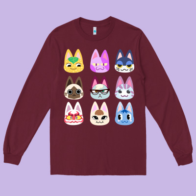 Animal Crossing Cute Cats Animal Crossing New Horizons Long Sleeve Tee Designed By Artisfamous