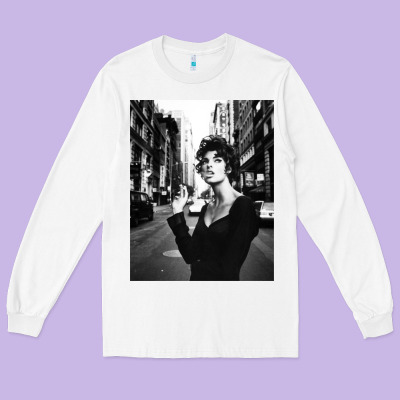 Linda Evangelista Fashion Model Long Sleeve Tee Designed By Artisfamous