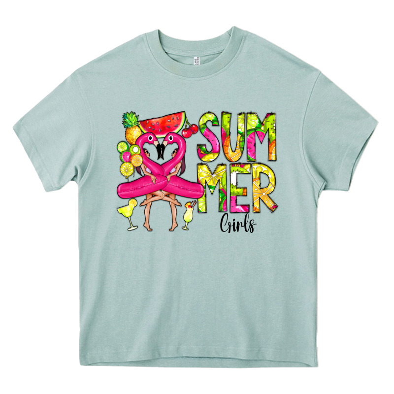 Summer Girls Flamingo Heavy Core Tee by CowCowDesign | Teevron